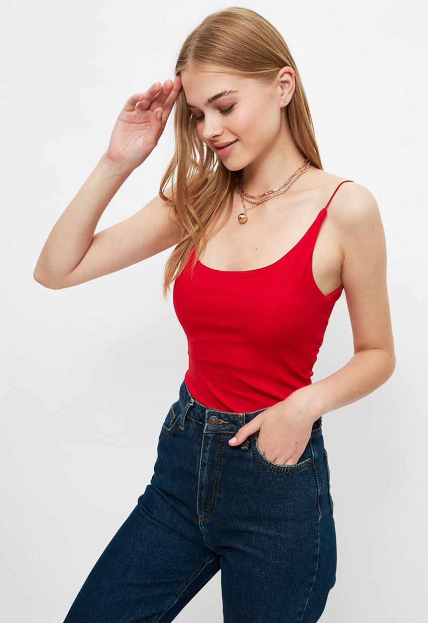 Trendyol - Snap knitted body - red