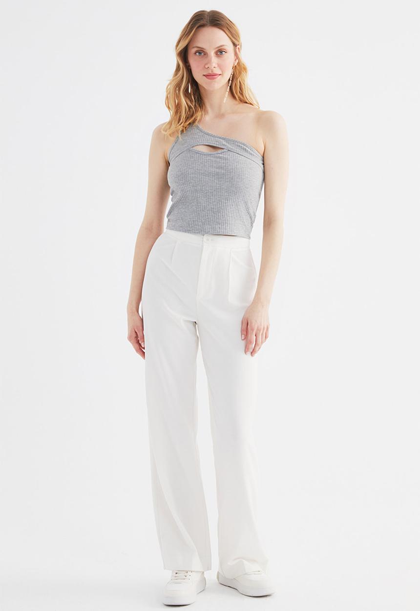 Trendyol - Single sleeve knitted singlet  - grey