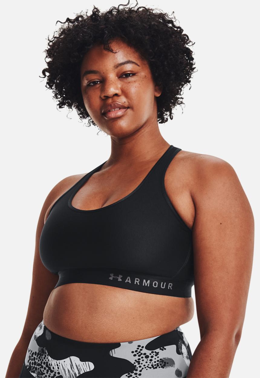 Under Armour - Armour mid keyhole bra - black & metallic silver