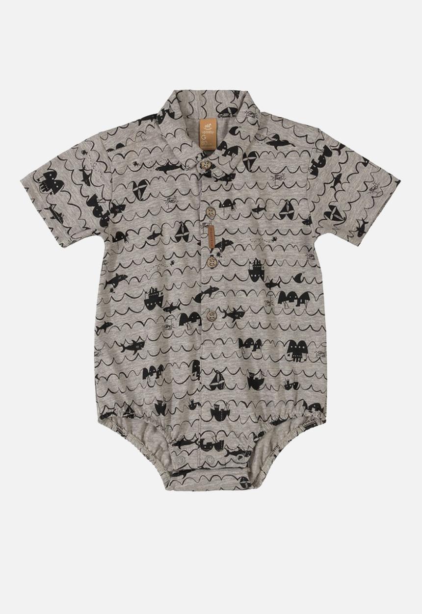 UP Baby - Single jersey bodysuit - grey & black