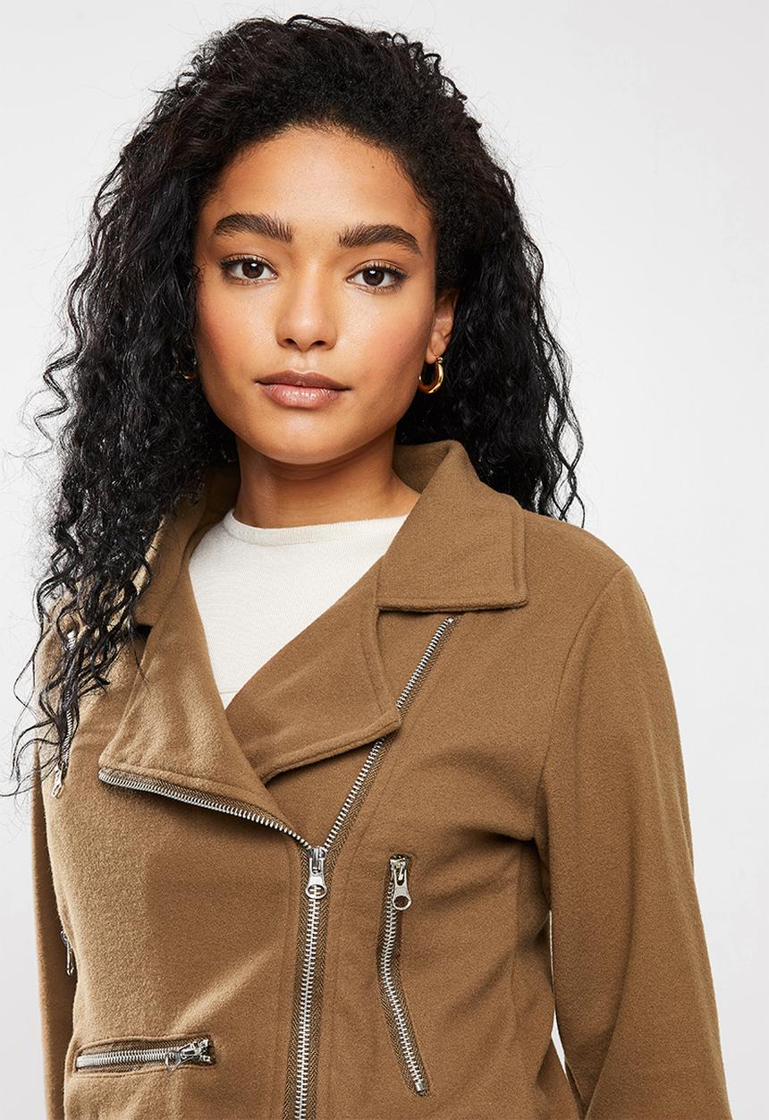 STYLE REPUBLIC - Suedette biker jacket - tan