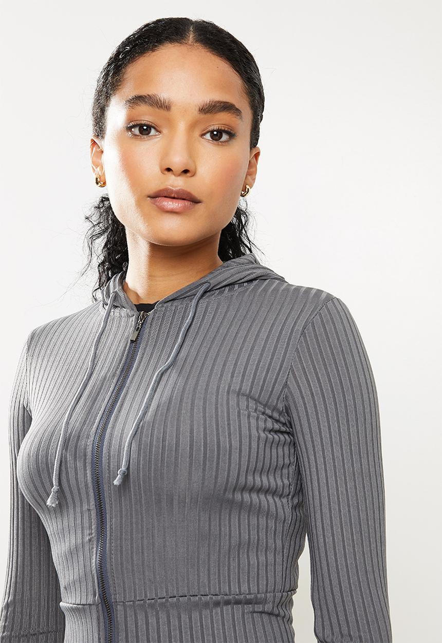 STYLE REPUBLIC - Crop hoodie & track pants set - dark grey