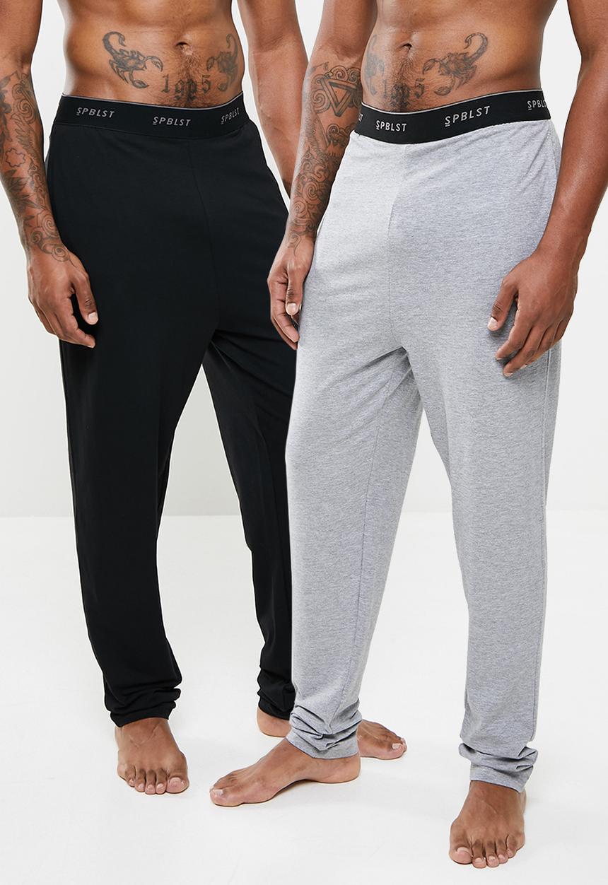 Superbalist - 2-pack knit slim lounge pant - black & grey