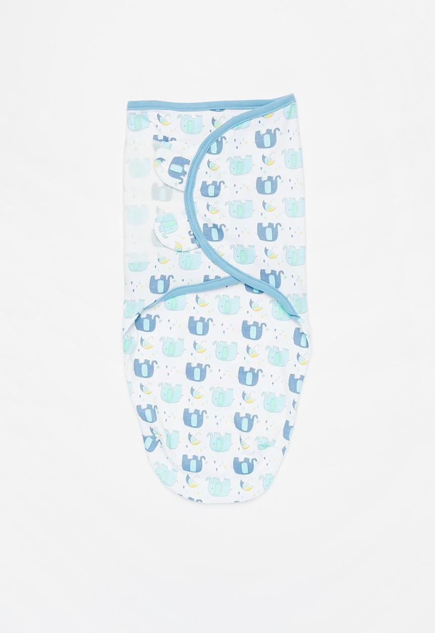 Pop Candy - Baby printed swaddle blanket - baby blue & white