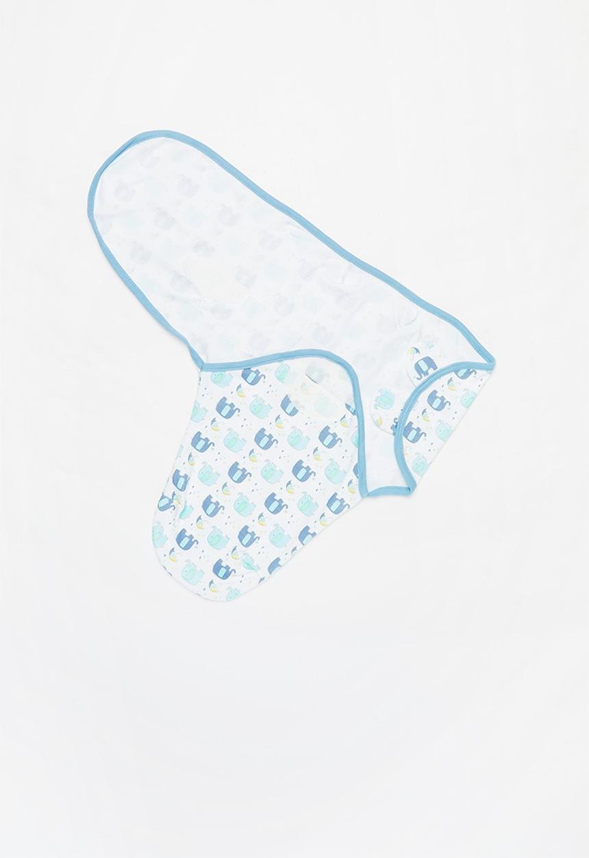 Pop Candy - Baby printed swaddle blanket - baby blue & white