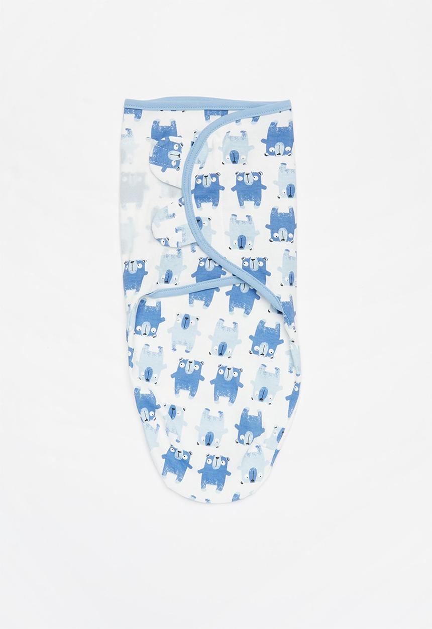 Pop Candy - Baby printed swaddle blanket - white & blue