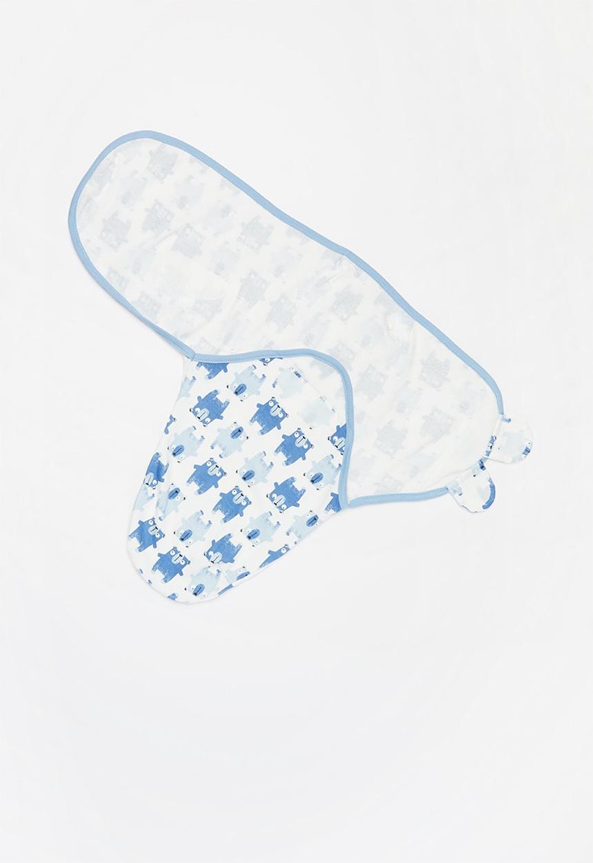 Pop Candy - Baby printed swaddle blanket - white & blue
