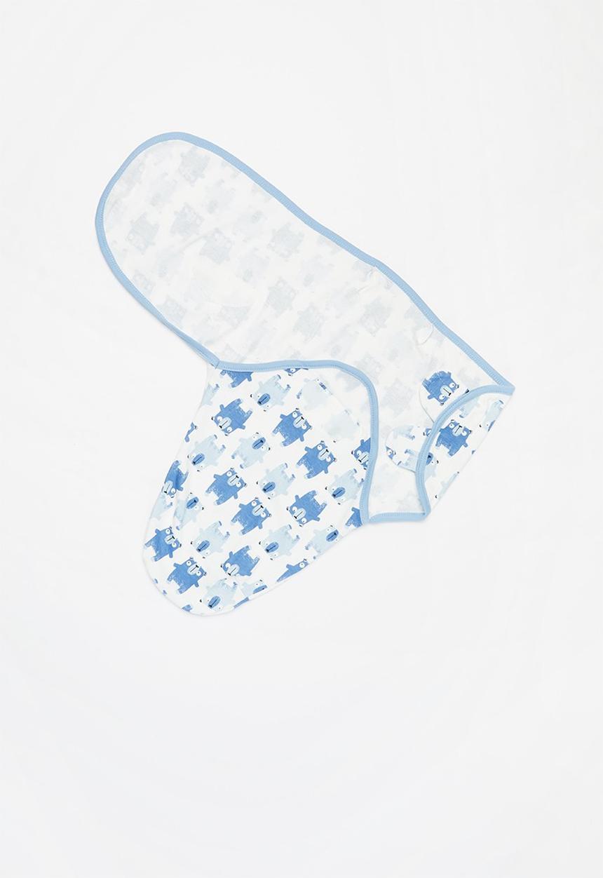 Pop Candy - Baby printed swaddle blanket - white & blue
