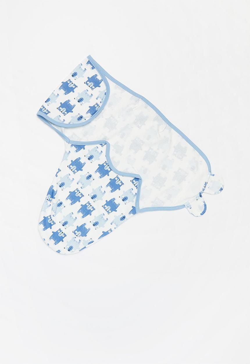 Pop Candy - Baby printed swaddle blanket - white & blue