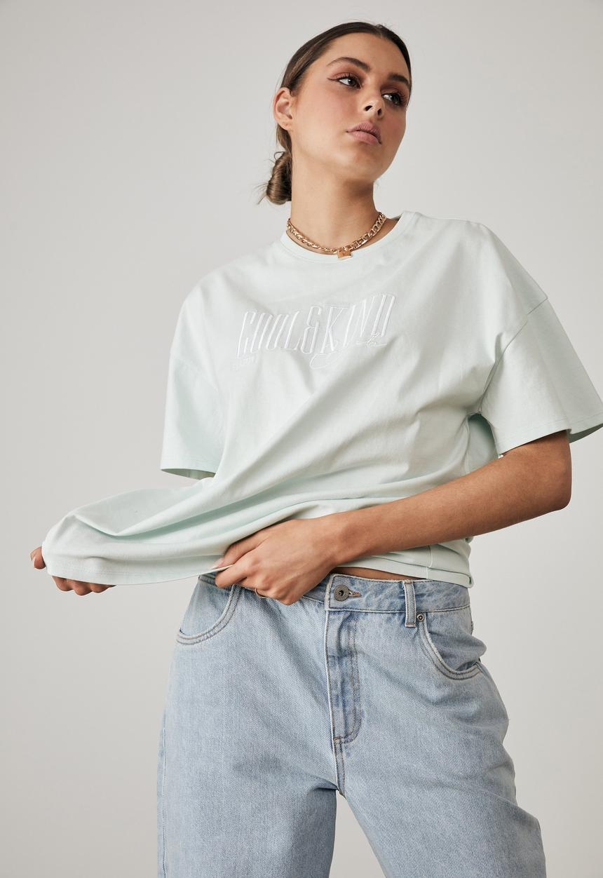 Factorie - Super relaxed graphic tee - opal blue