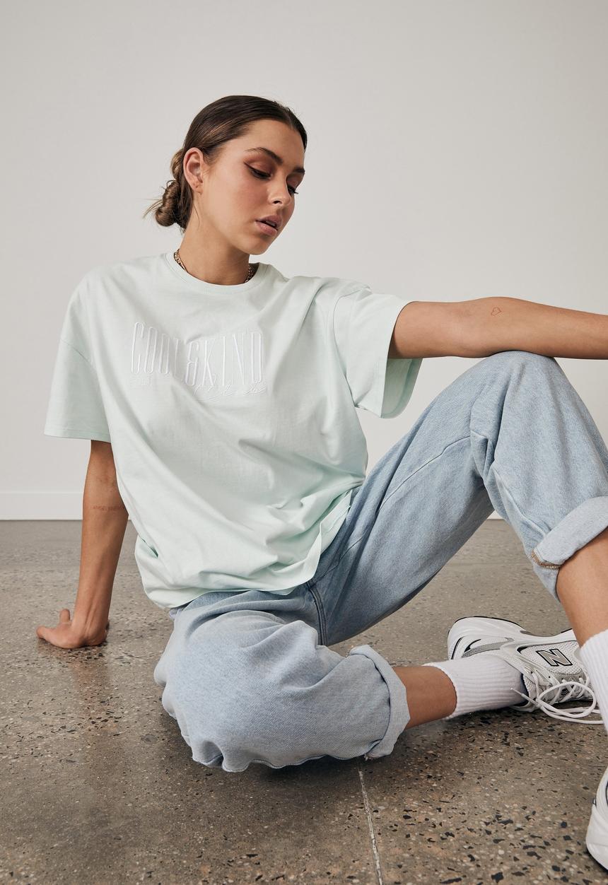 Factorie - Super relaxed graphic tee - opal blue
