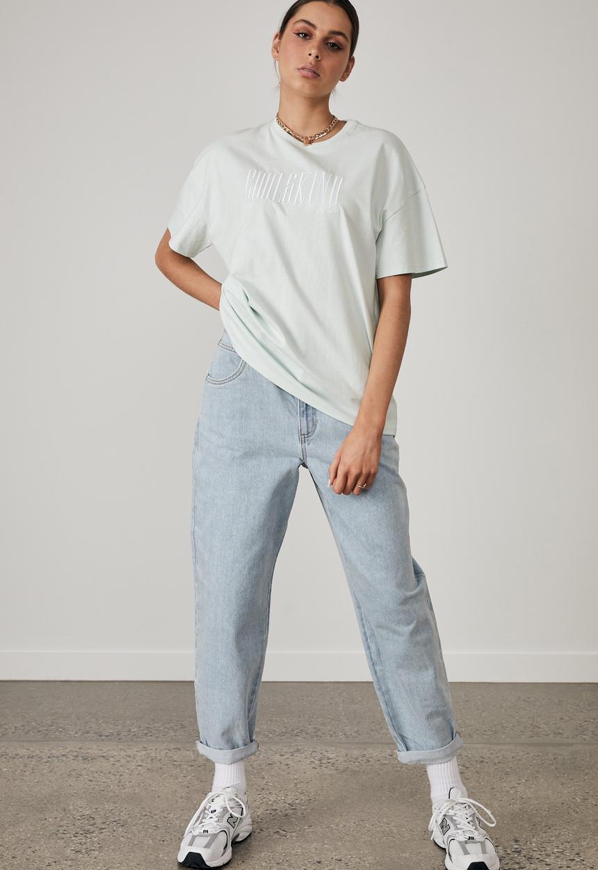 Factorie - Super relaxed graphic tee - opal blue