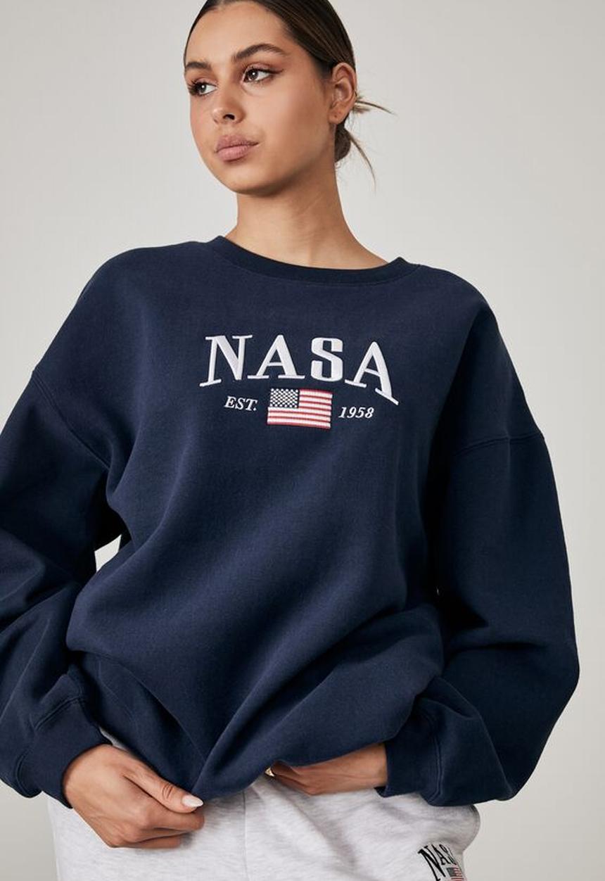 Factorie - Lcn nasa oversized graphic crew - lcn nas navy