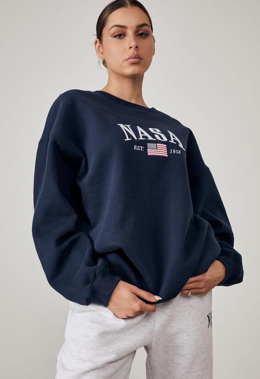 Factorie - Lcn nasa oversized graphic crew - lcn nas navy