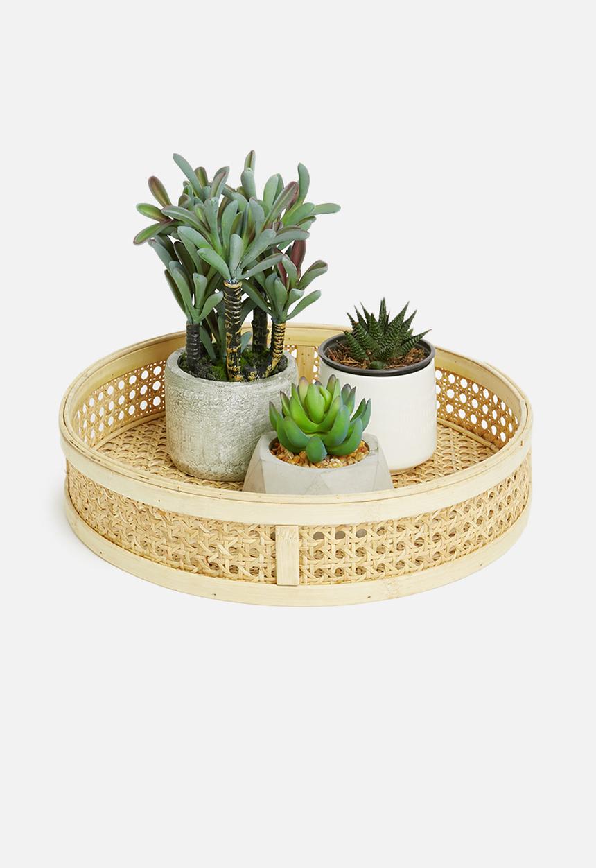 Sixth Floor - Mina rattan tray - neutral 