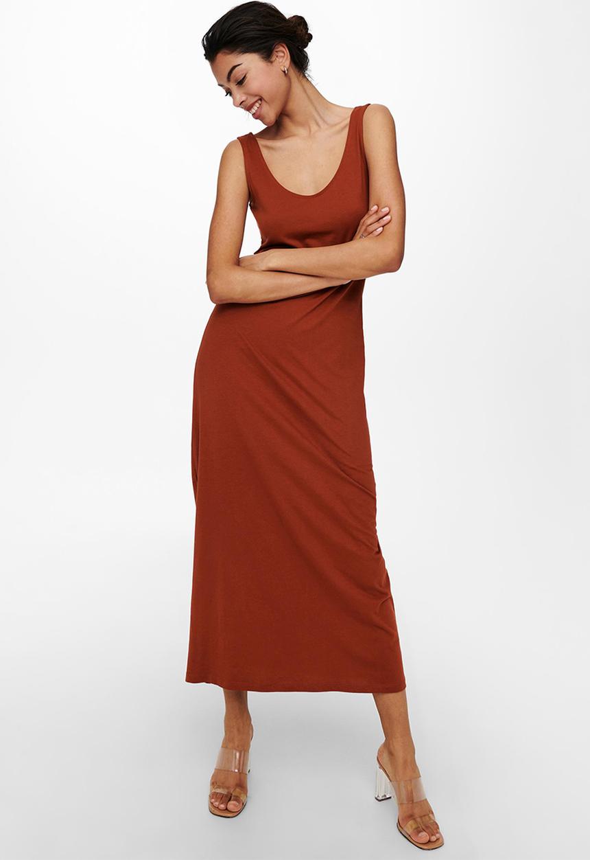 ONLY - May life sleeveless v-neck dress - cayenne