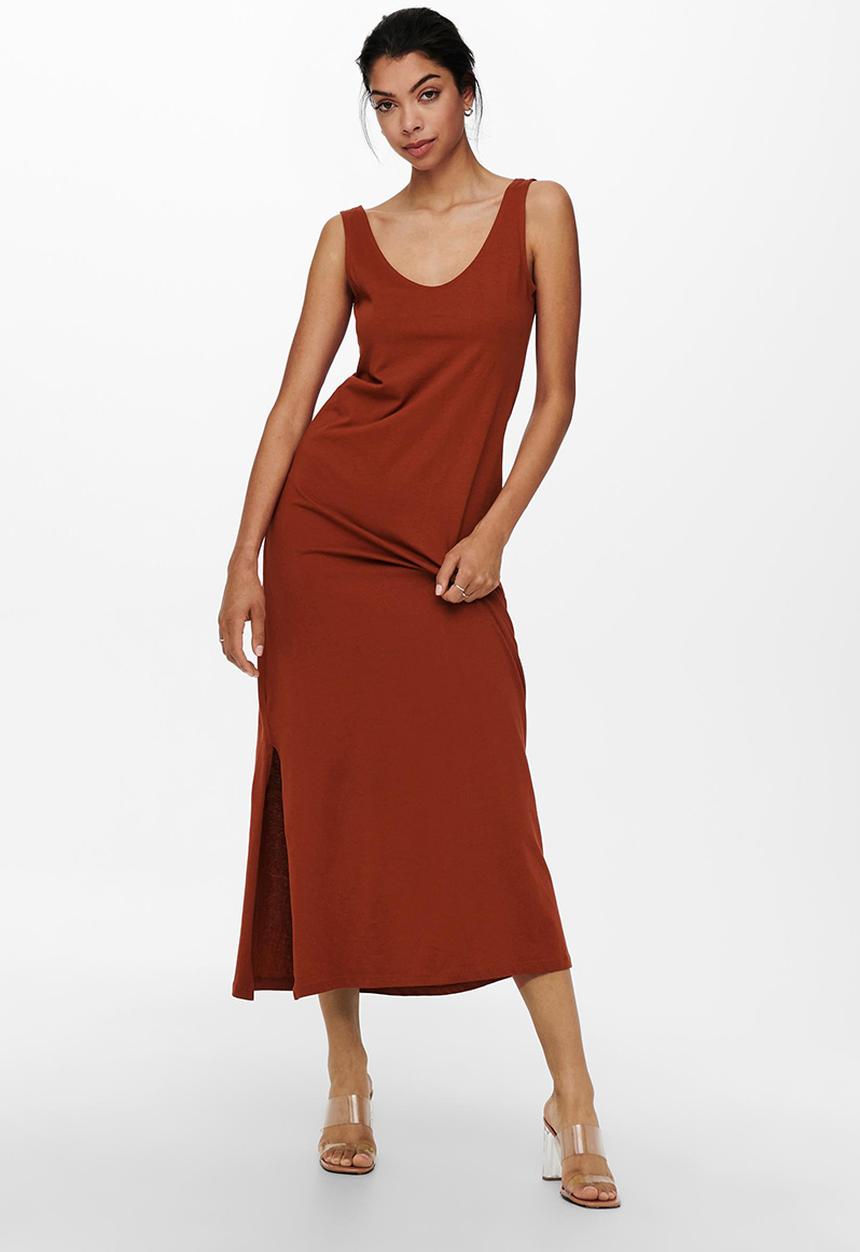 ONLY - May life sleeveless v-neck dress - cayenne