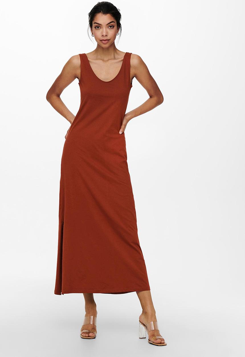 ONLY - May life sleeveless v-neck dress - cayenne
