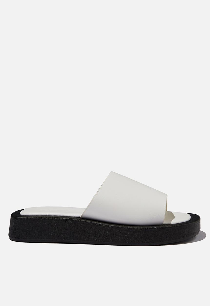 Cotton On - Sadie single vamp flatform slide - white 