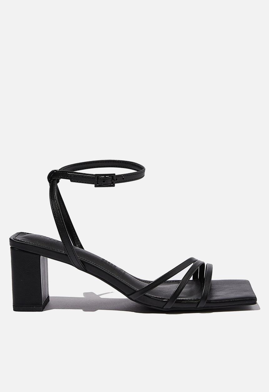 Cotton On - Liv ankle strap low block heel - black 