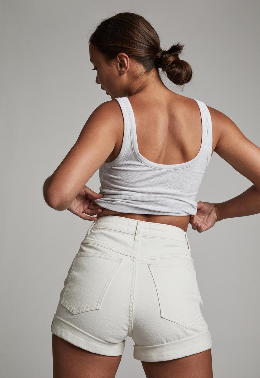 Cotton On - High rise classic stretch denim short - whitehaven