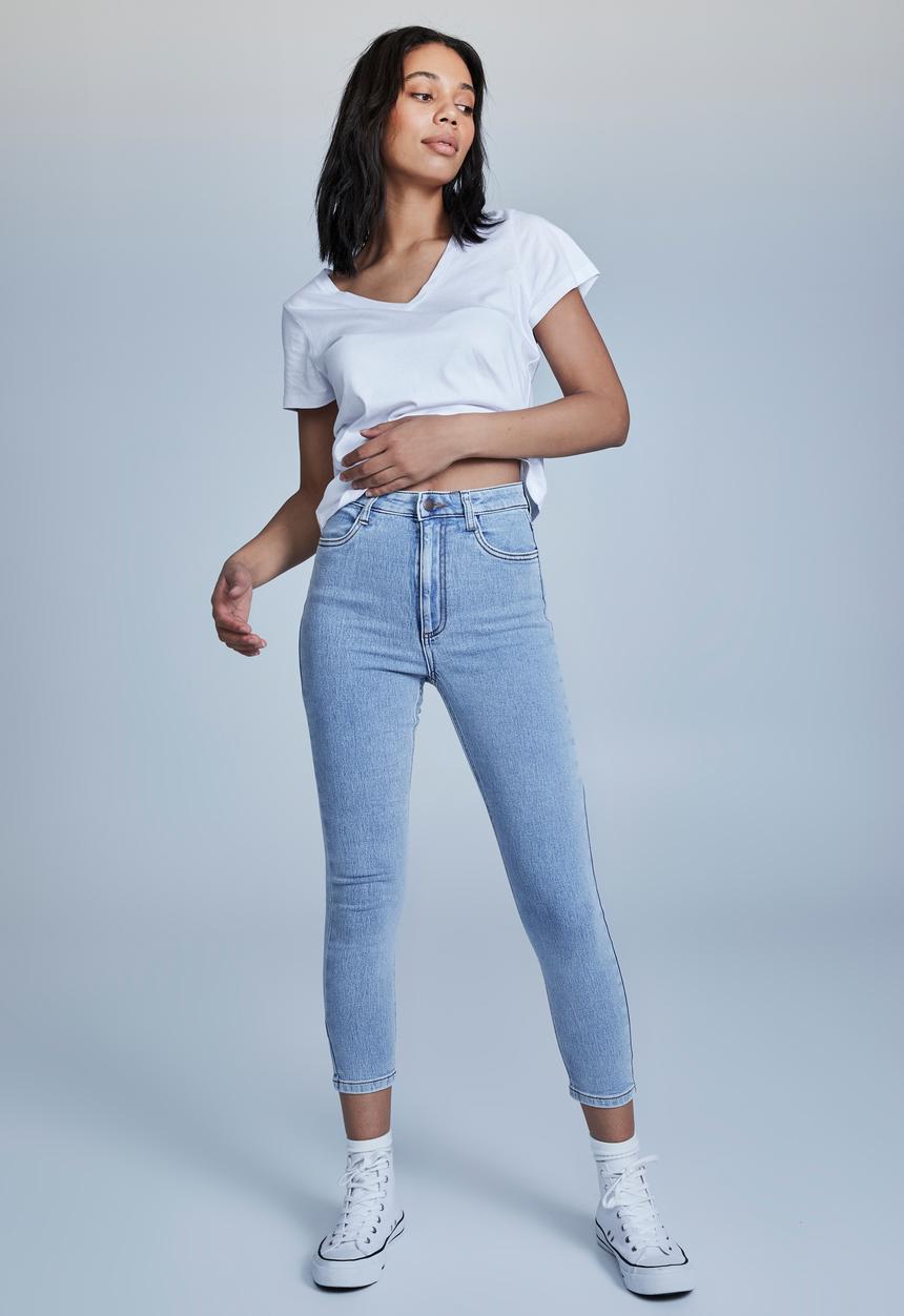 Cotton On - High rise cropped super stretch - flynn blue pockets