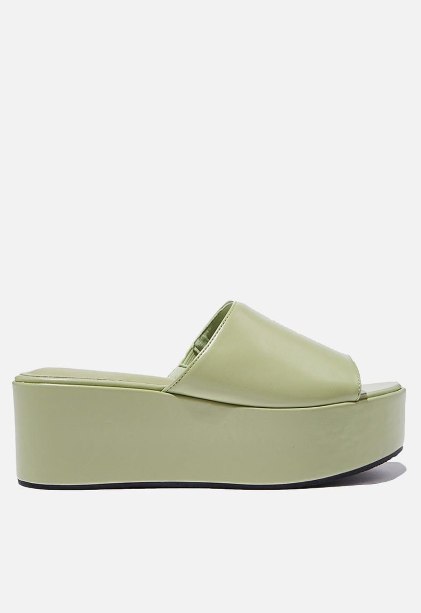 Cotton On - Mya single vamp flatform - green smooth pu
