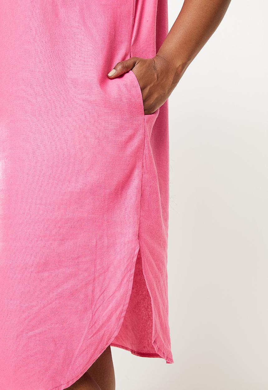 Me&B - Plus dropped shoulder shirt dress - pink