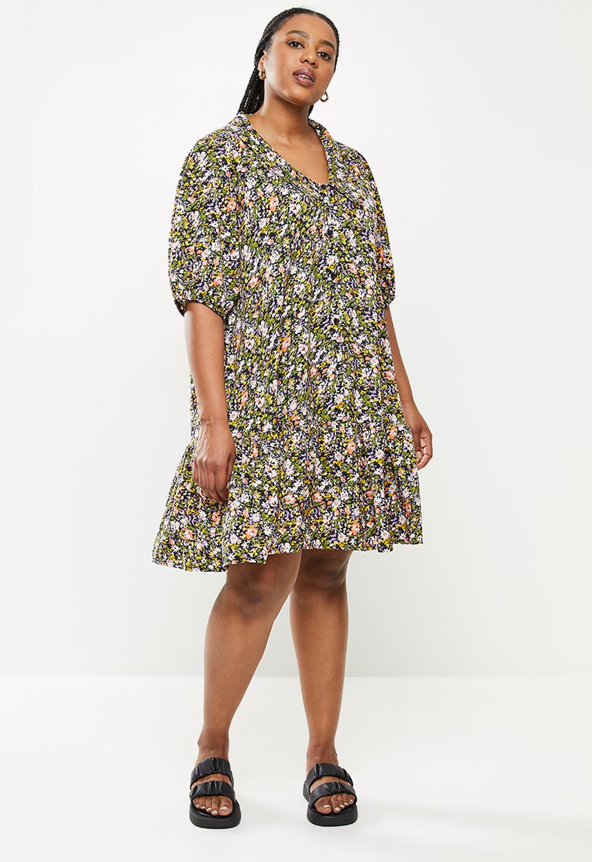 Me&B - Plus dropped waist shirt dress with drop collar - multi 