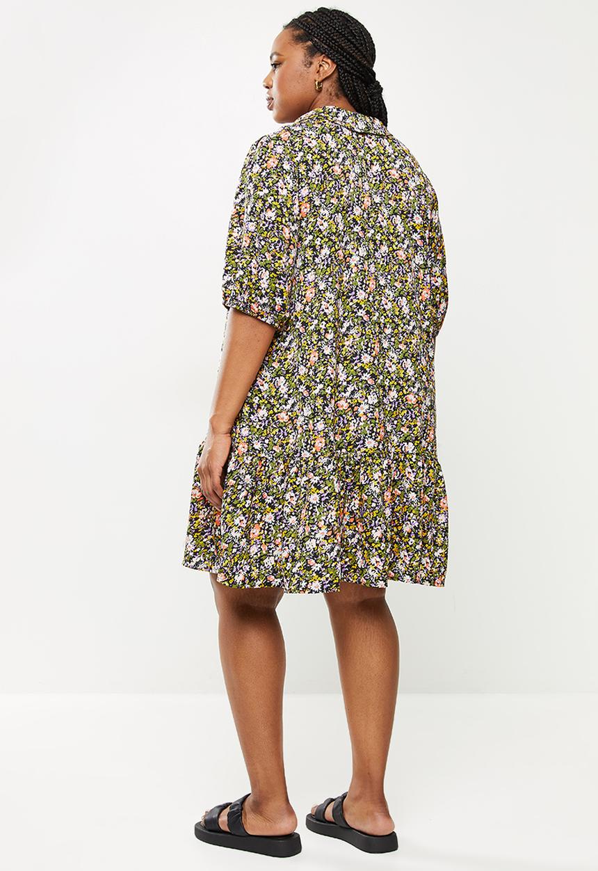 Me&B - Plus dropped waist shirt dress with drop collar - multi 