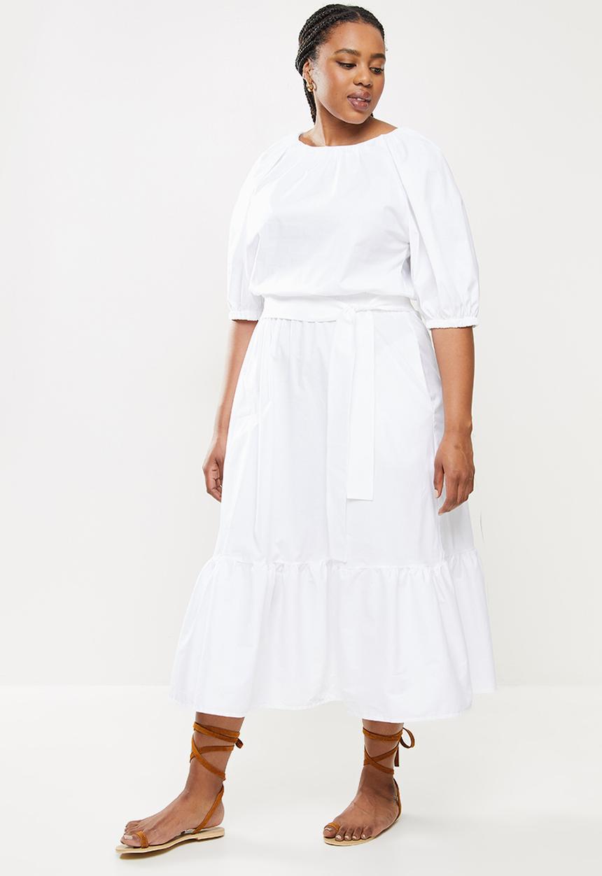 Me&B - Plus miss candy raglan bellow sleeve dress - white