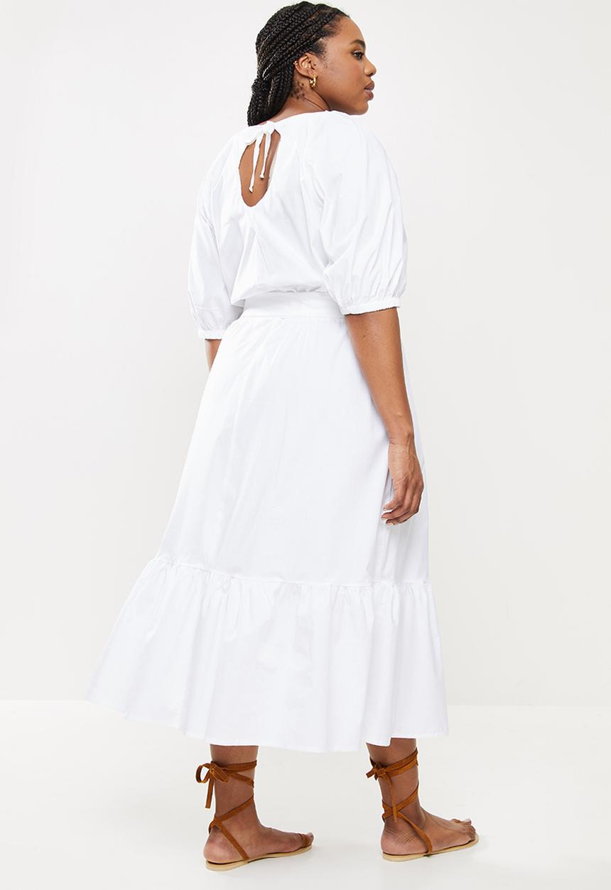 Me&B - Plus miss candy raglan bellow sleeve dress - white