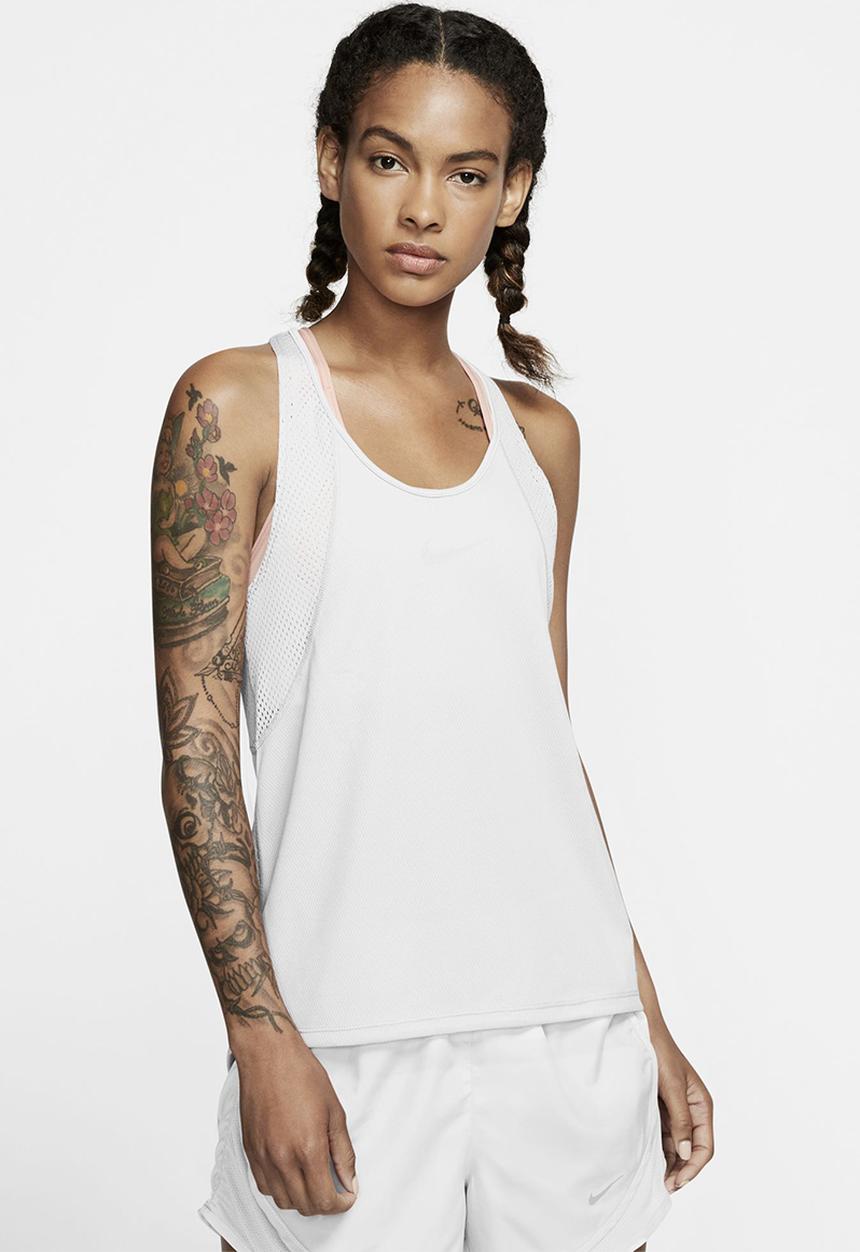 Nike - W nk run tank - white
