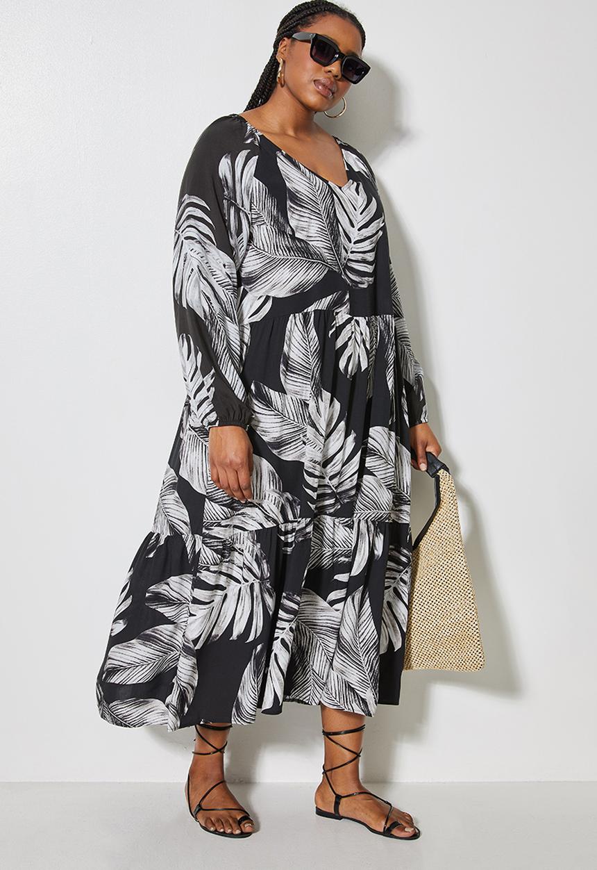 Superbalist - V-neck tiered dress - palms