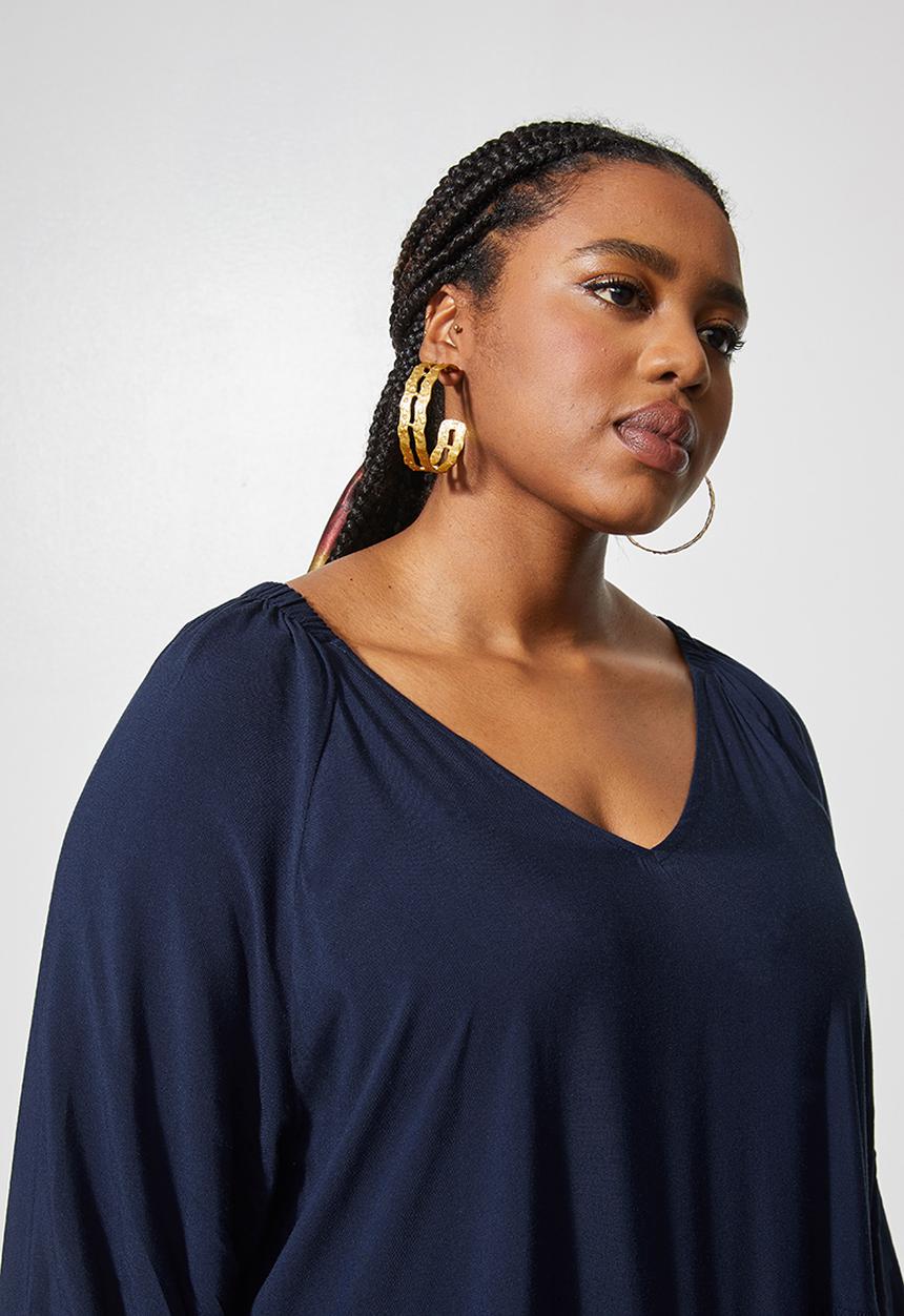 Superbalist - V-neck tiered dress - navy