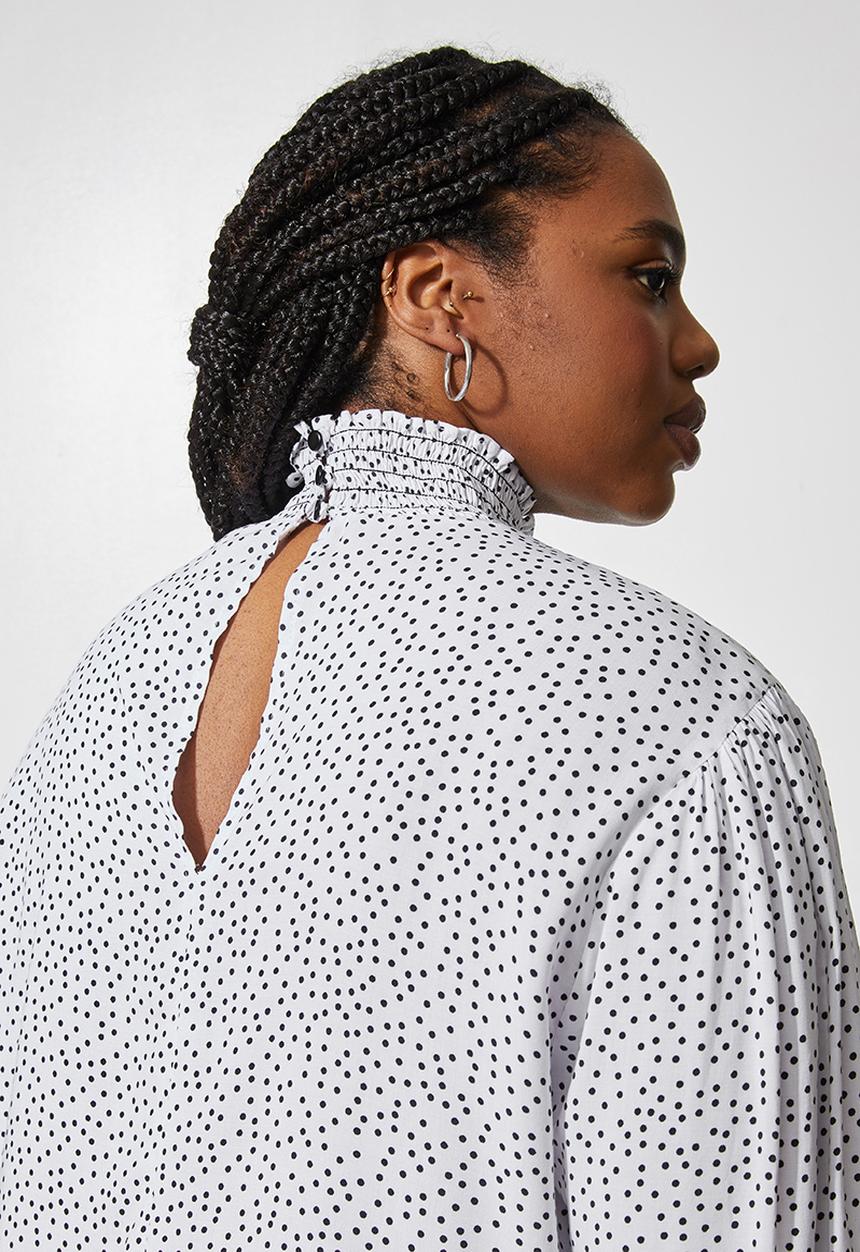 Superbalist - Hi neck elasticated blouse - black & white 