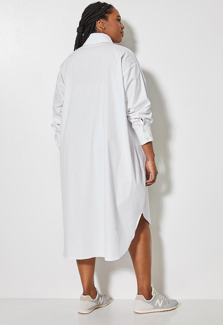 Superbalist - Curved hem shirt dress - white