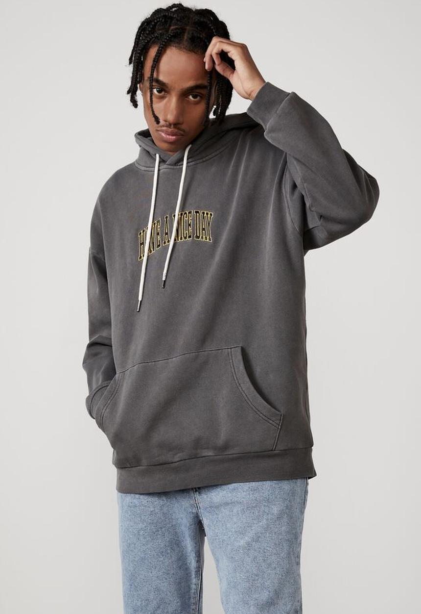 Factorie - Smiley oversized hoodie - black