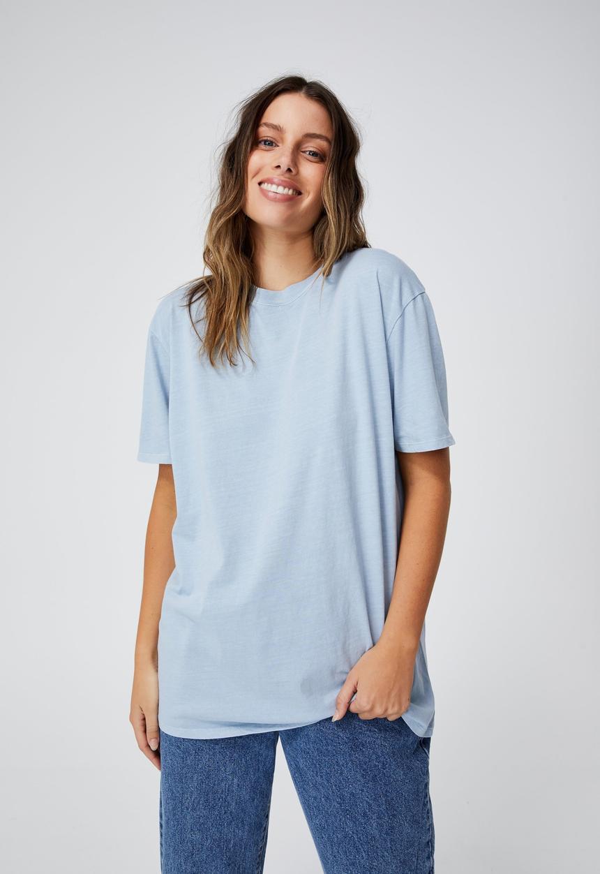 Cotton On - The oversized dad tee - washed sunfaded denim