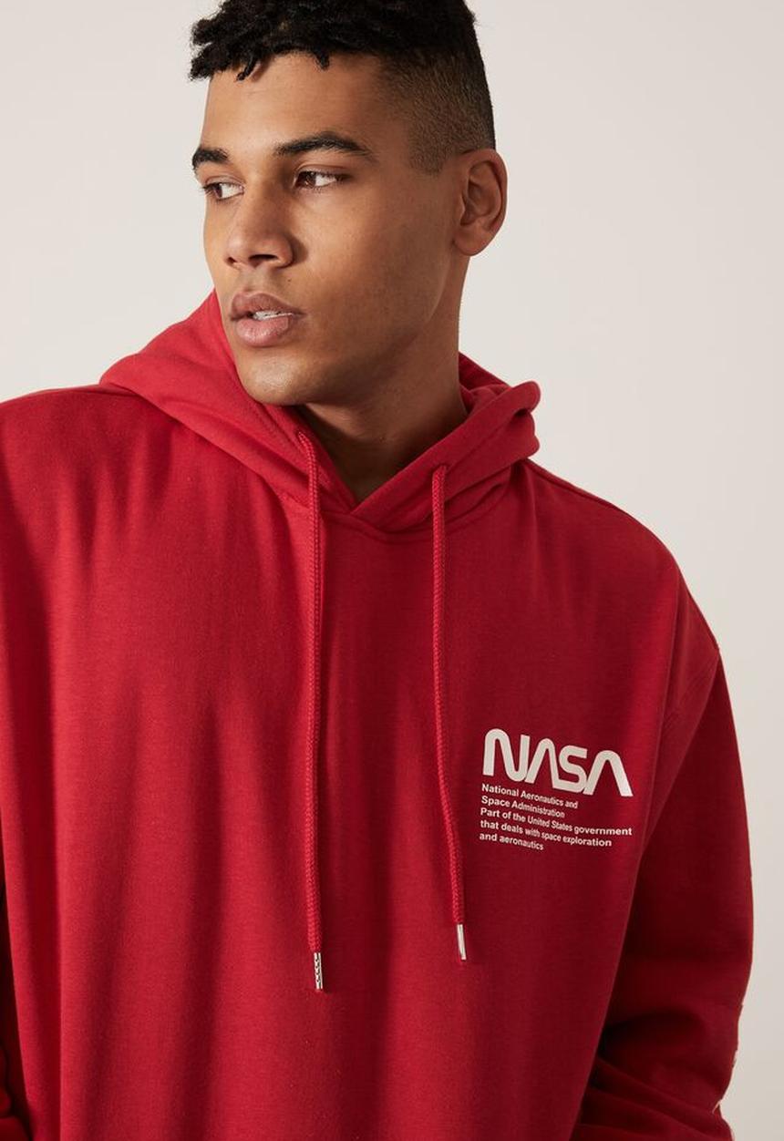 Factorie - Oversized nasa hoodie - red