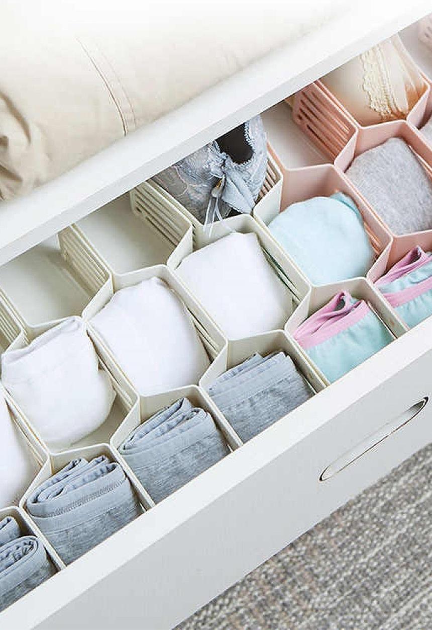 Fine Living - Honeycomb draw organiser set of 2 - white
