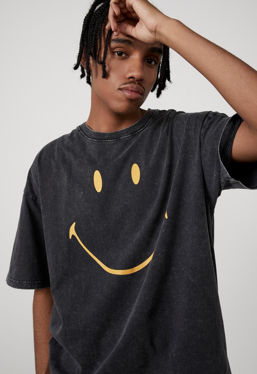 Factorie - Oversized smiley T-shirt - black