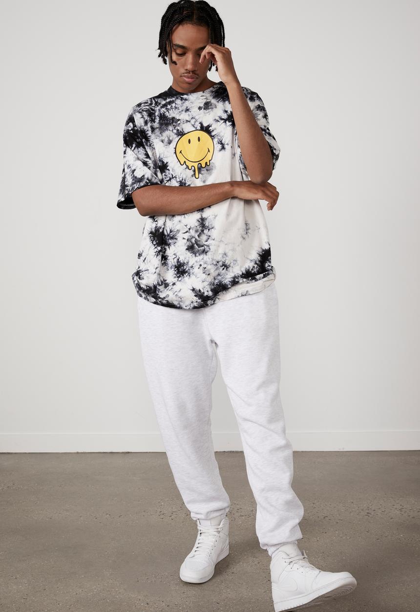 Factorie - Oversized smiley T-shirt - white & black