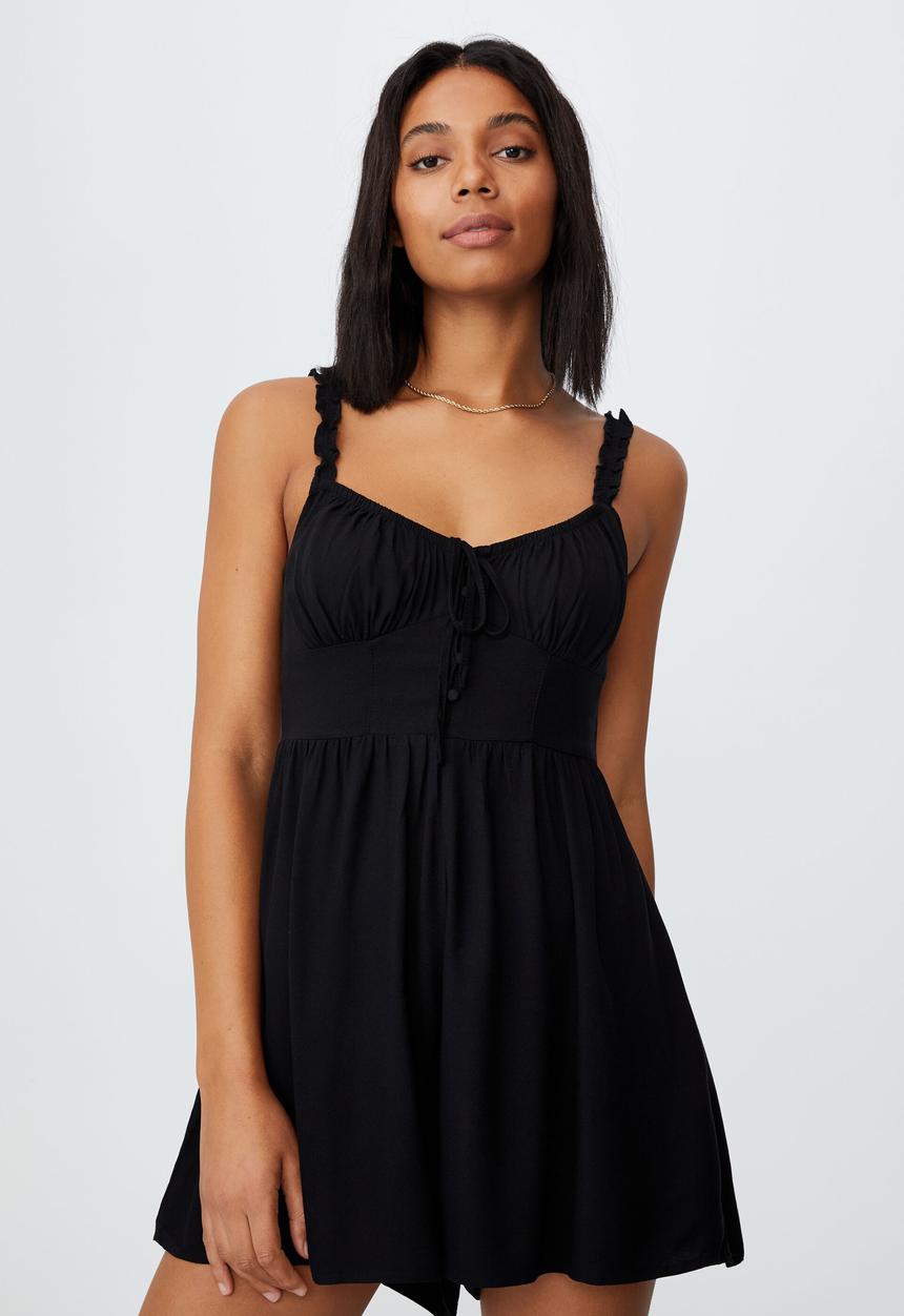 Cotton On - Woven chelsea button up playsuit - black