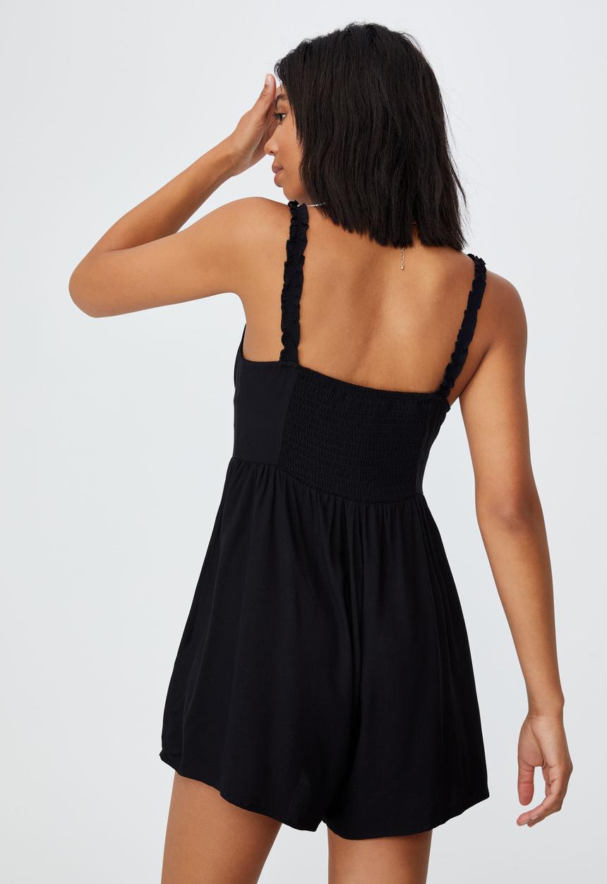Cotton On - Woven chelsea button up playsuit - black