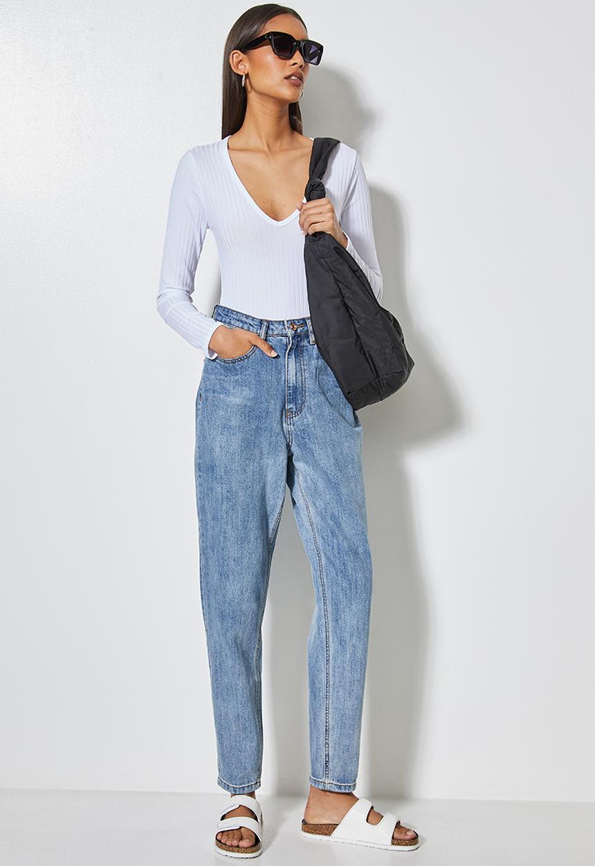 Superbalist - 2-pack wide rib v-neck bodysuit - black & white