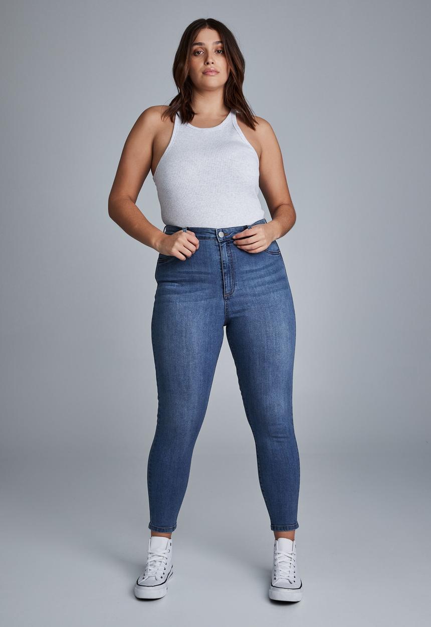 Cotton On - Curve adriana high skinny jean - highway blue