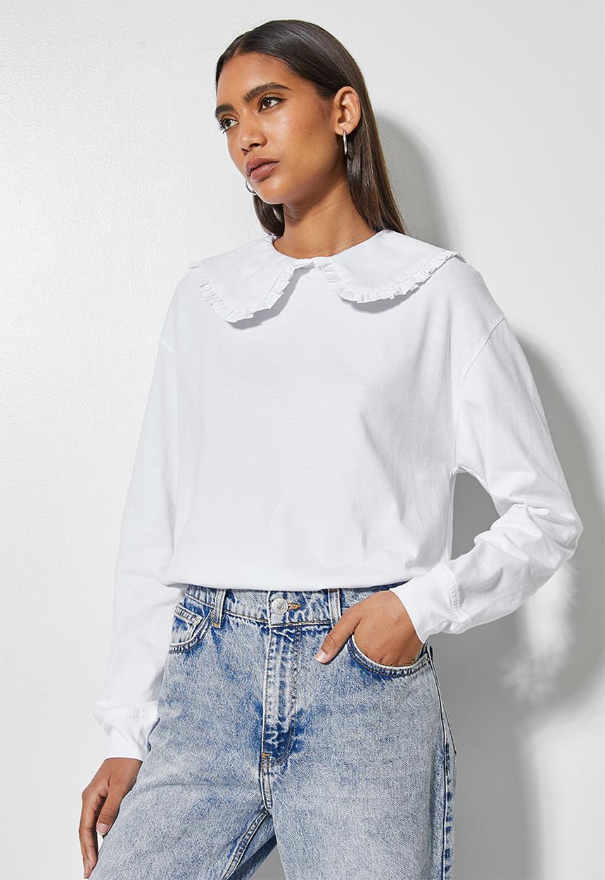 Superbalist - Peterpan collar tee - white