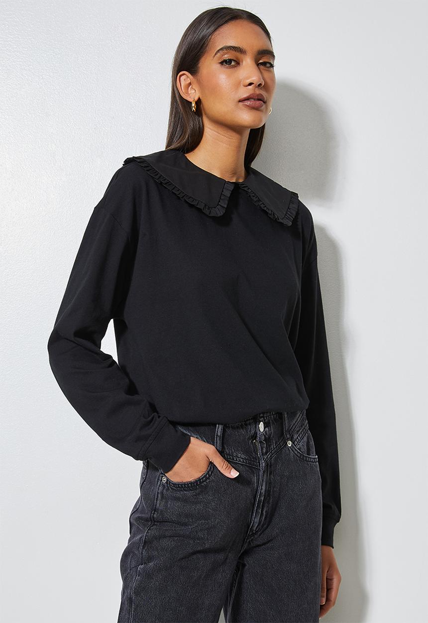 Superbalist - Peterpan collar tee - black