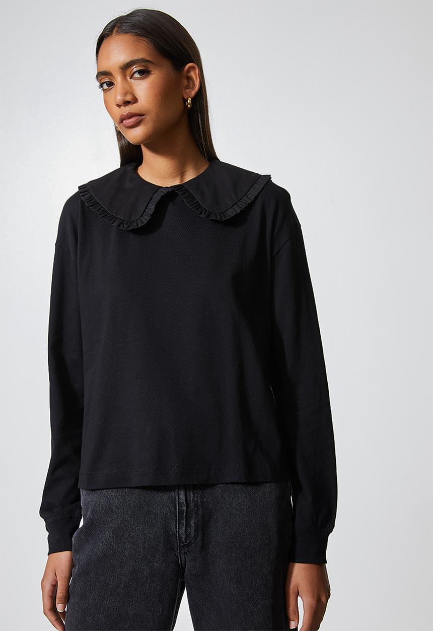 Superbalist - Peterpan collar tee - black